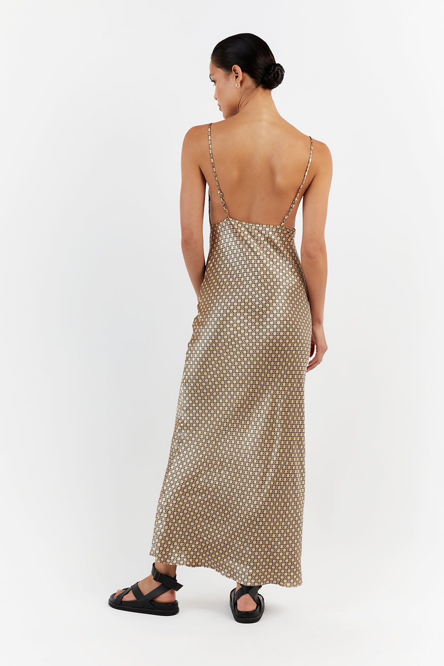 LOU SWIRL SATIN MAXI DRESS