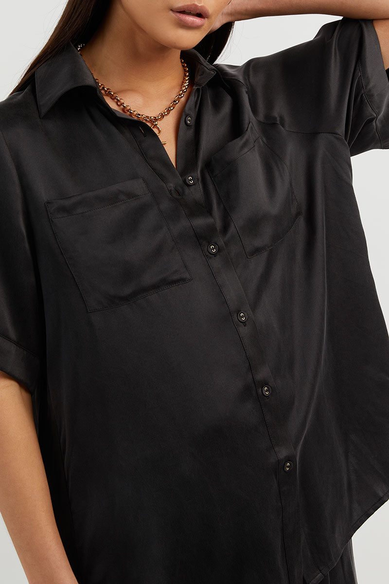 EVANS BLACK SILK VACATION SHIRT