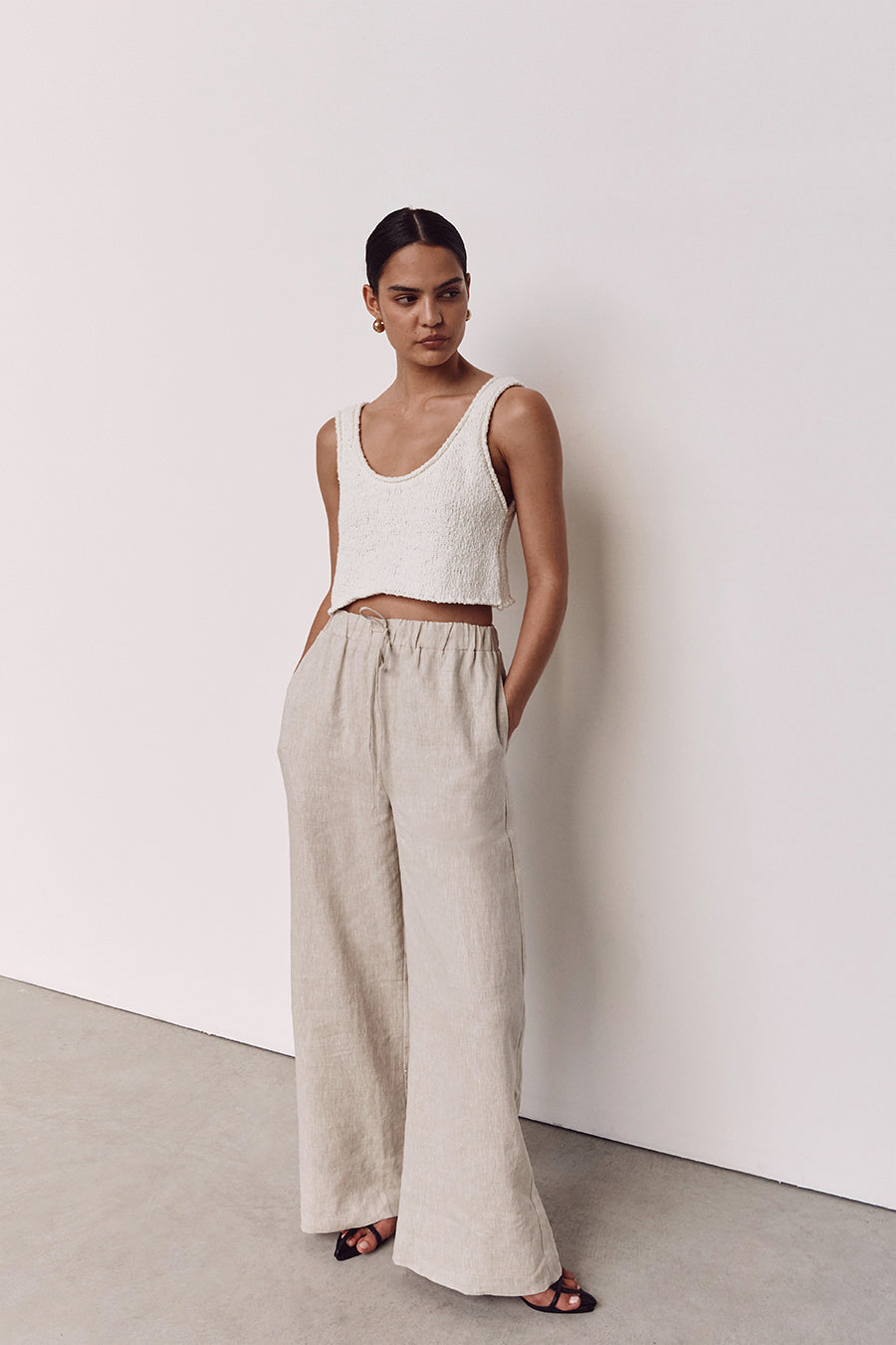 GINA NATURAL LINEN WAIST PANT