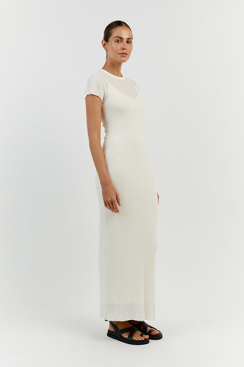 HARPER IVORY CAP SLEEVE MIDI DRESS