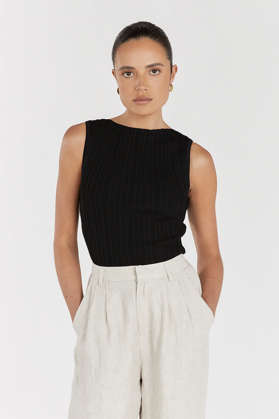 SIENNA BLACK KNIT TANK