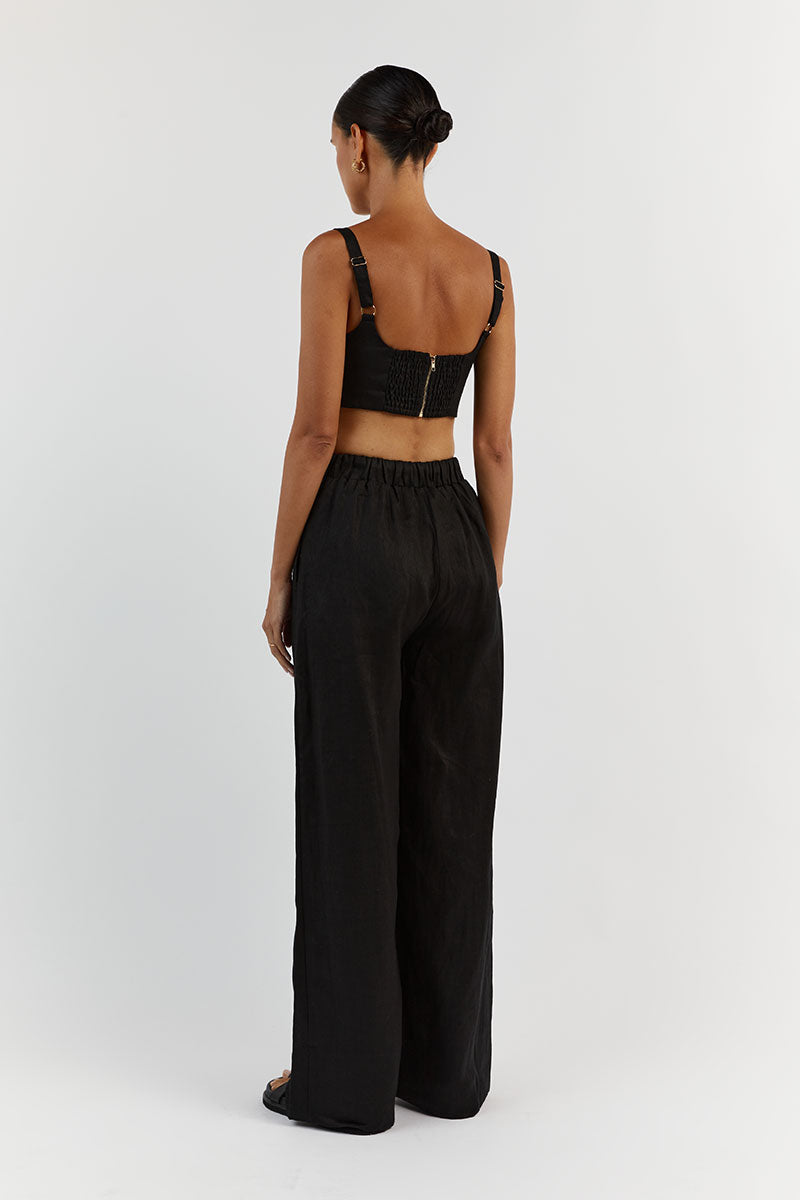 PENNY BLACK LINEN CROP TOP