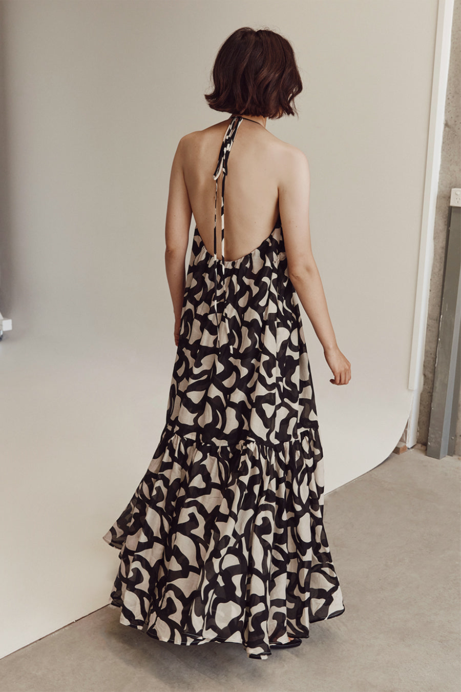 ALI BLACK SILK COTTON MAXI DRESS