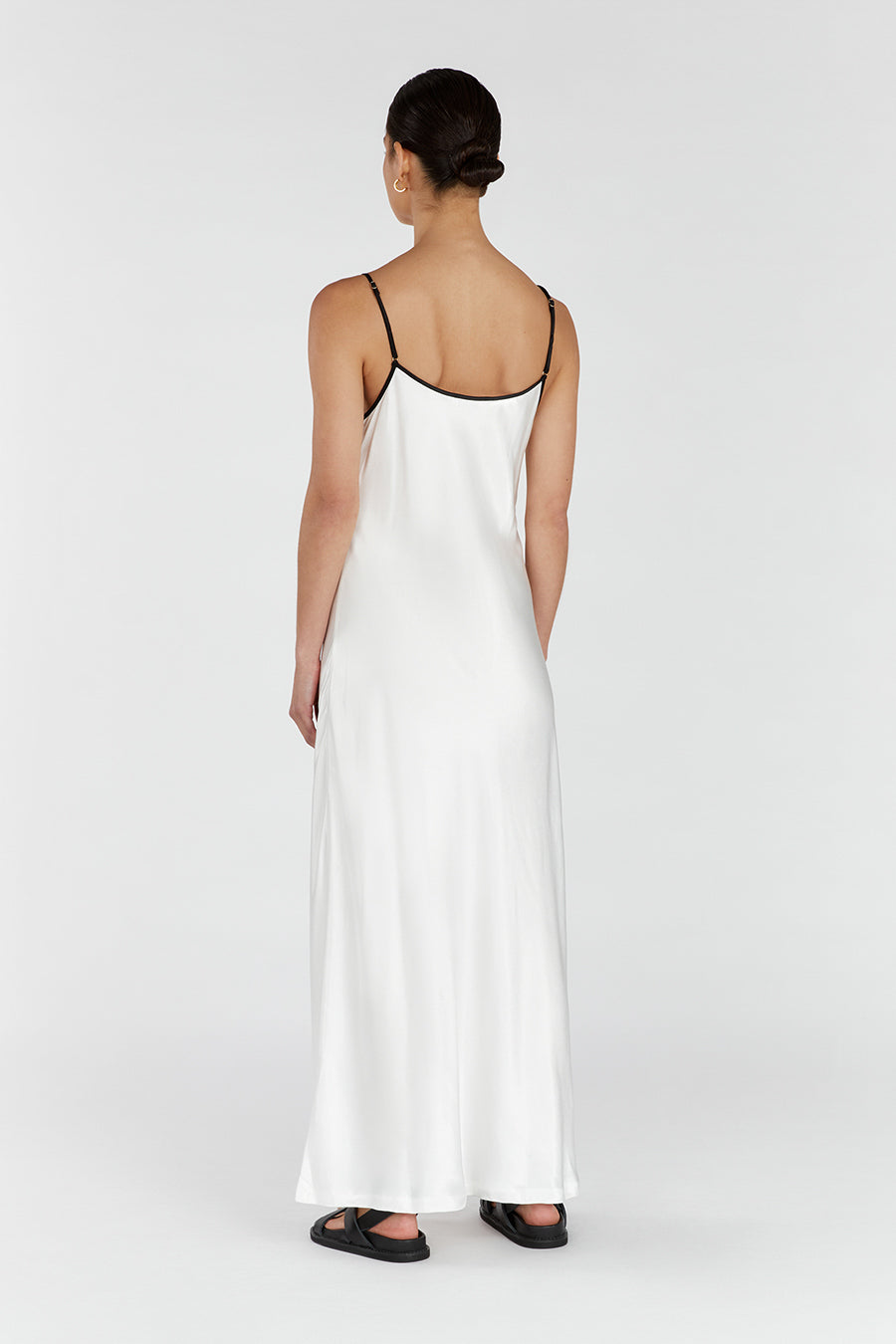 LETTY WHITE SATIN CONTRAST DRESS