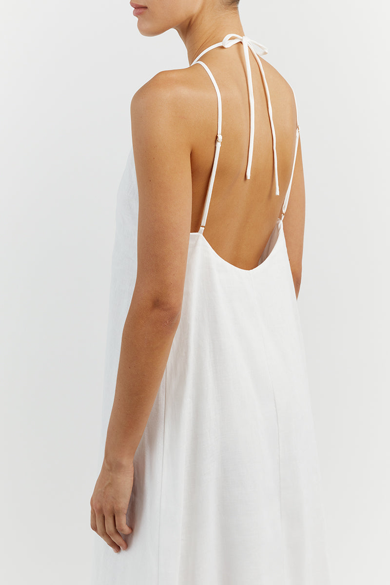 BREE WHITE LINEN MAXI DRESS