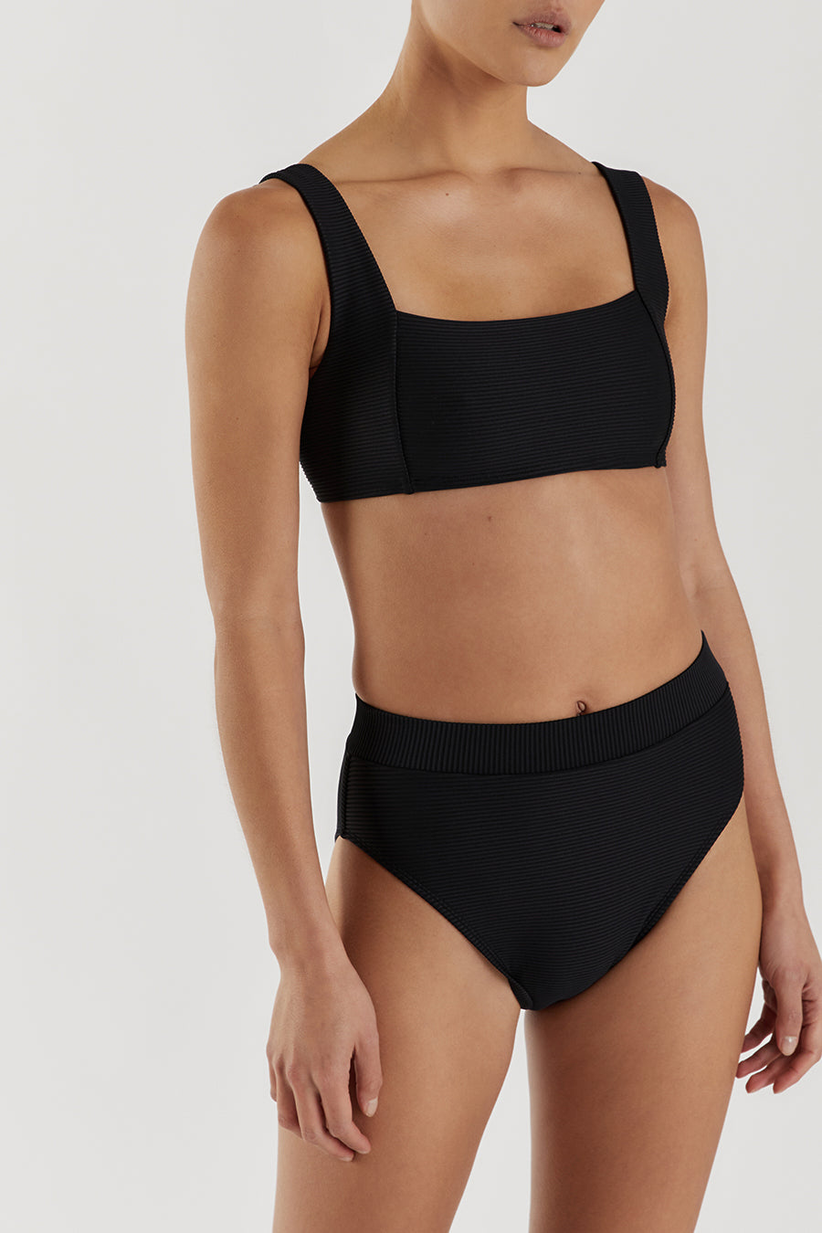 AMAYA BLACK RIB HIGH CUT BRIEF