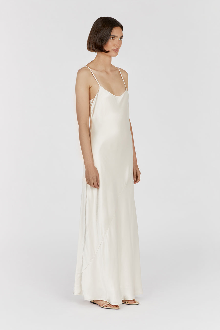 MYA CREAM SATIN SLIP MAXI DRESS