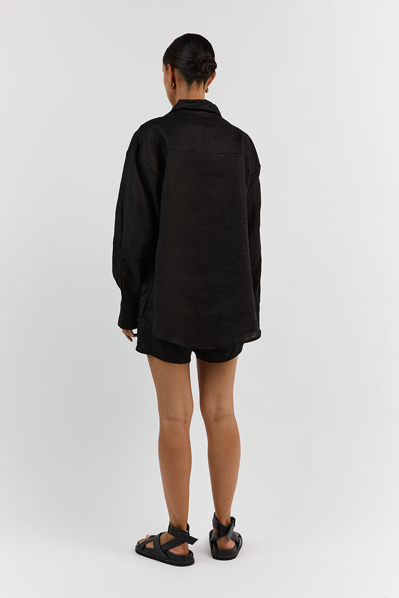 HAZEL BLACK LINEN SHIRT