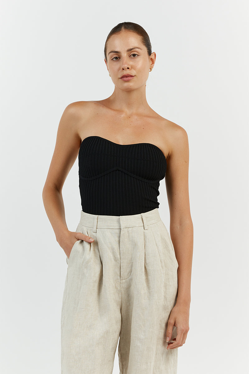 RAVEN BLACK KNIT BANDEAU