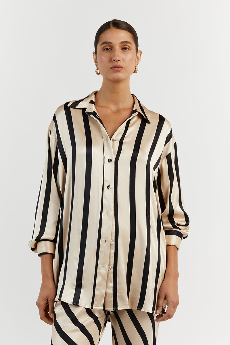 PIPPA STONE LONG SLEEVE SATIN SHIRT