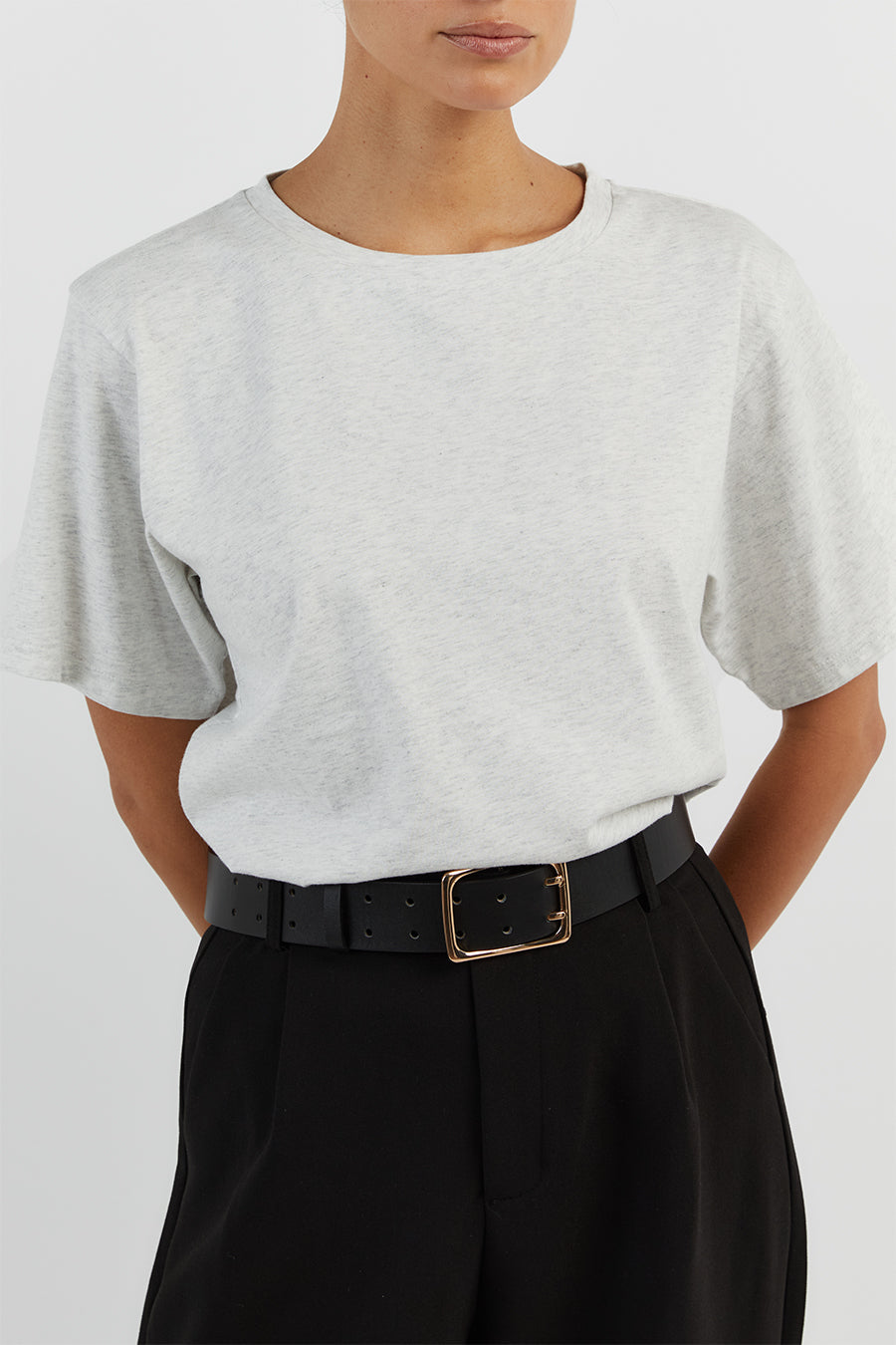 CHARLOTTE GREY MARLE CREW NECK TEE