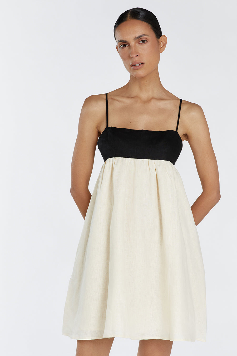 ELENA BUTTERMILK LINEN MINI DRESS