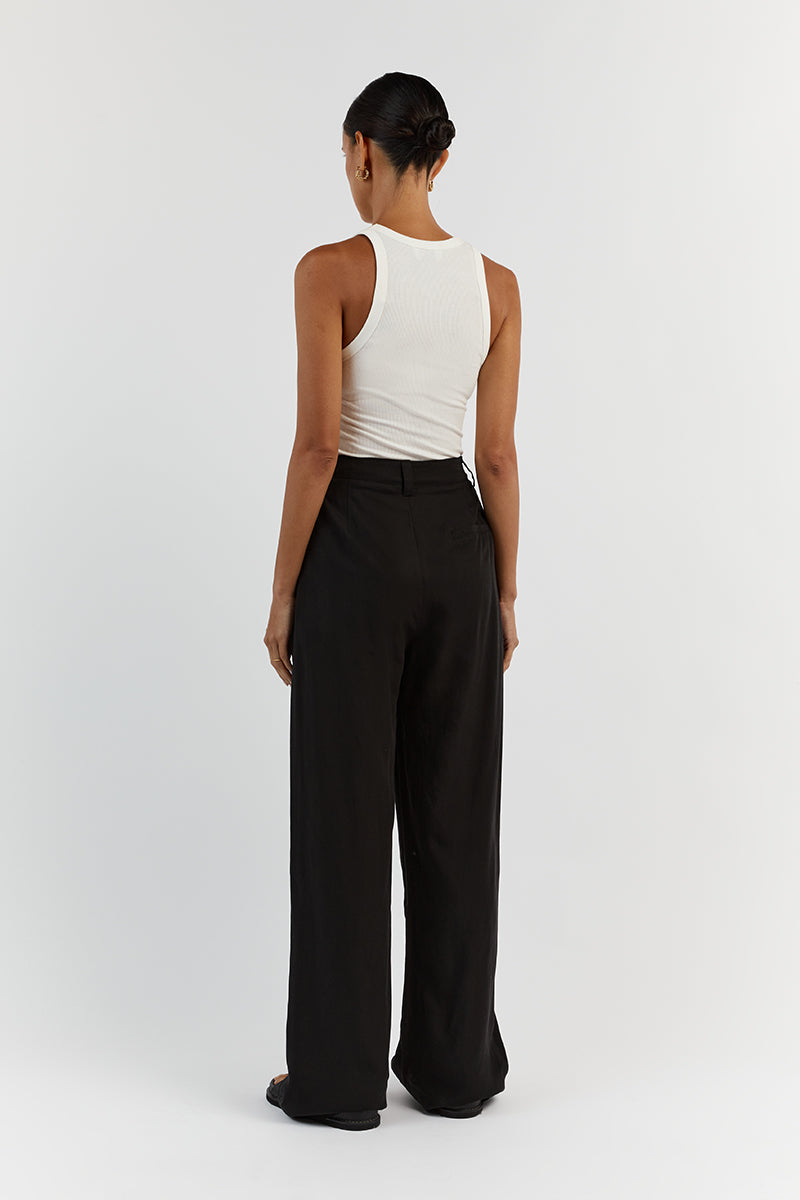 AMELIA BLACK LINEN BLEND PANT