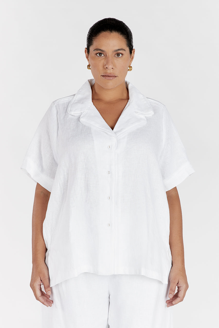 DULCE WHITE LINEN FRINGE SHIRT