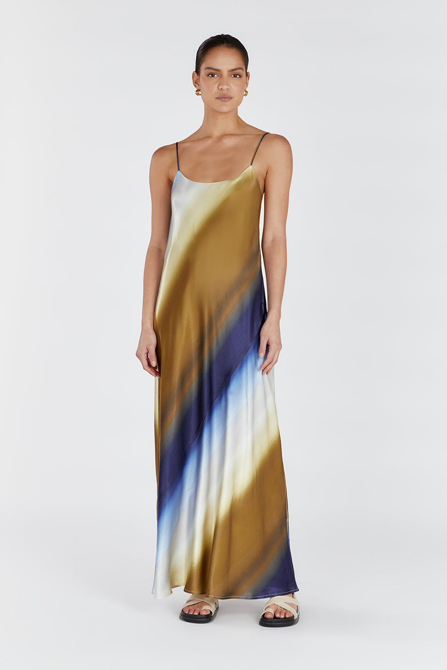 DENAI OMBRE SATIN MAXI DRESS