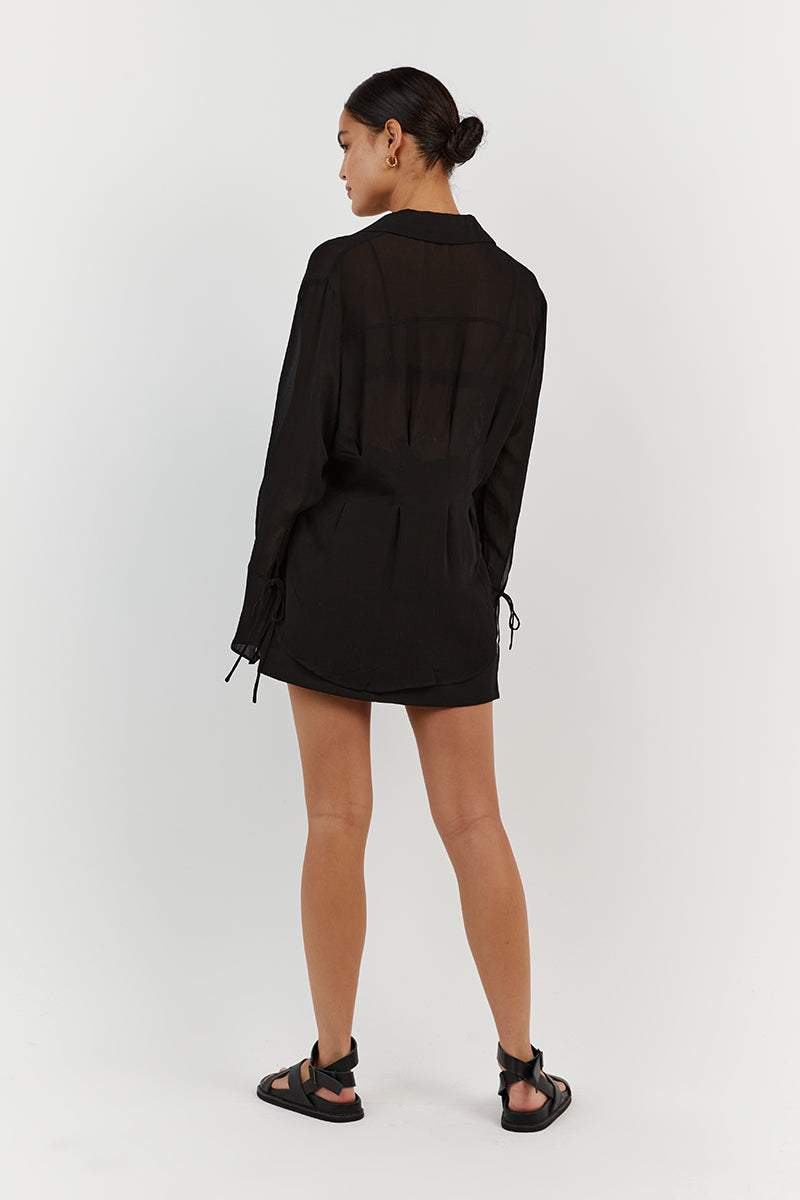 BOWIE BLACK SHEER VISCOSE SHIRT