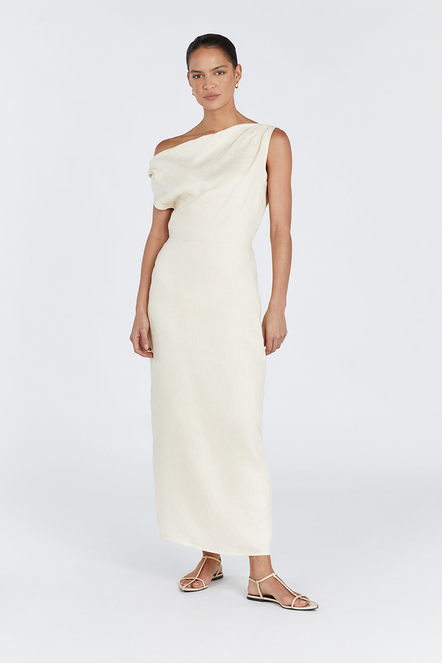 CASS BUTTERMILK LINEN MIDI DRESS