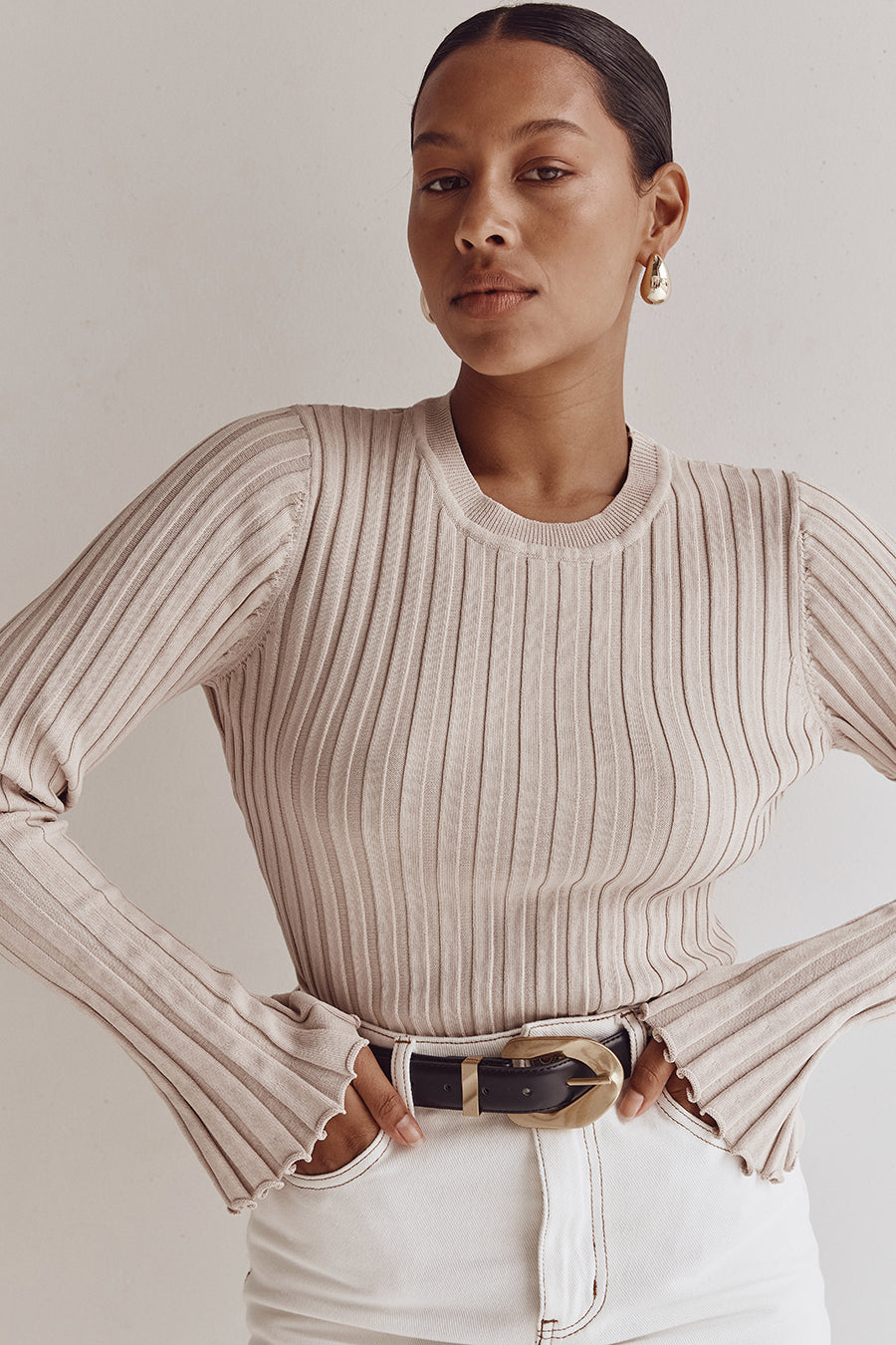 ADA STONE LONG SLEEVE KNIT TOP