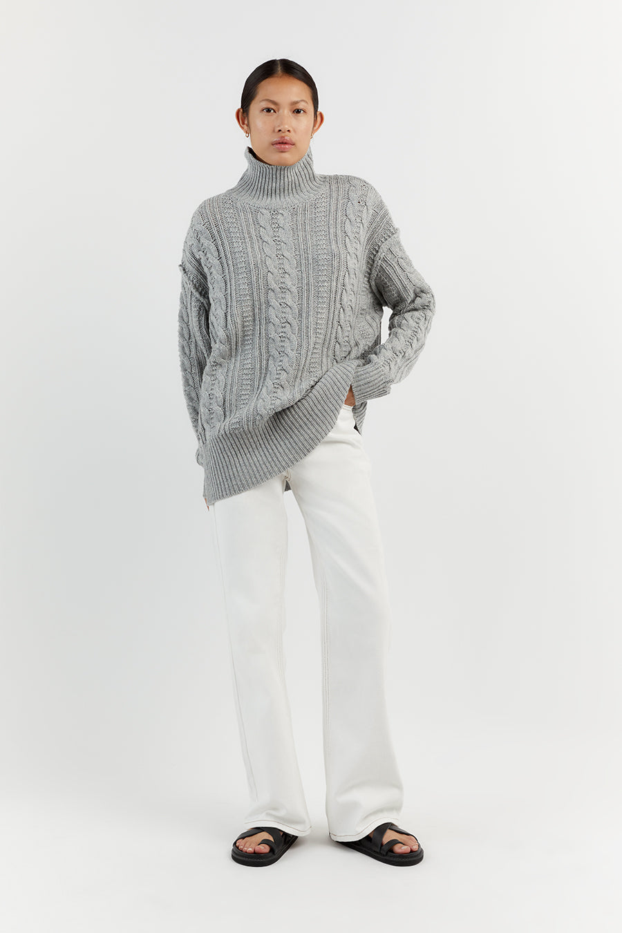 MARA GREY MARLE CABLE KNIT JUMPER