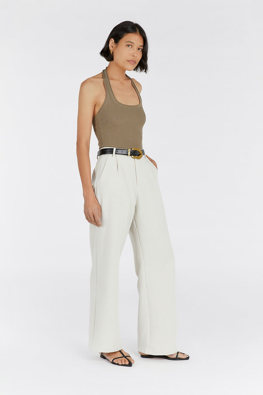 EDDISON MOSS KNIT HALTER TOP