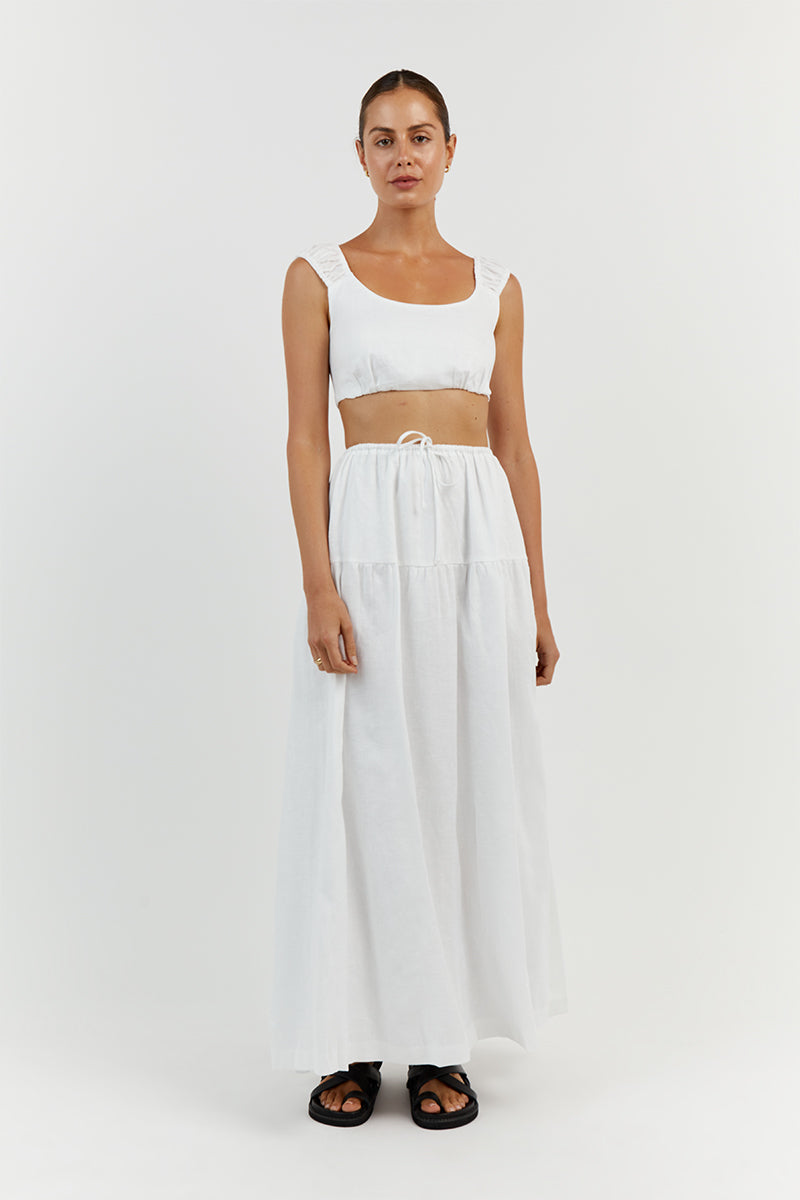 ABBY WHITE LINEN CROP TOP