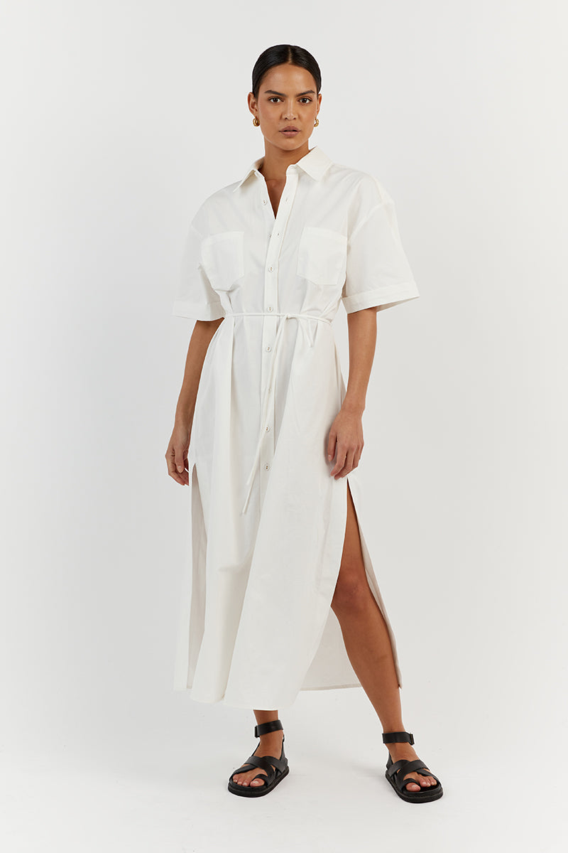 MAXIE WHITE COTTON SHIRT DRESS