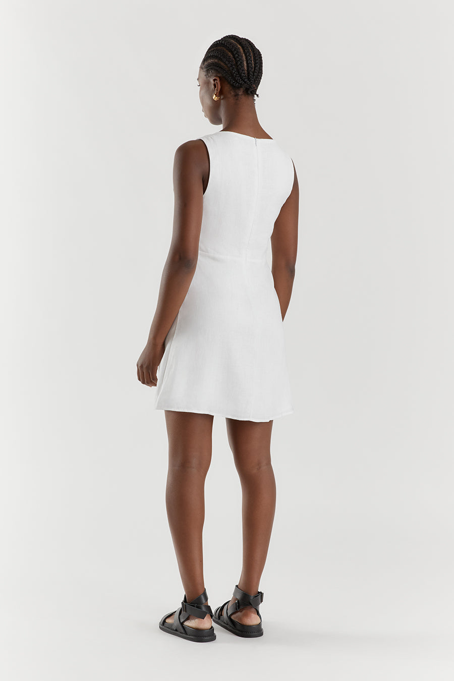 TYLA WHITE LINEN MINI DRESS