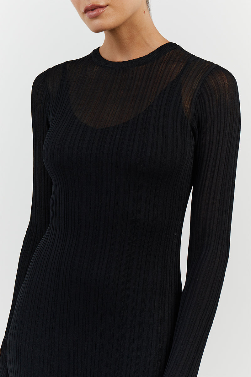HARPER BLACK LONG SLEEVE KNIT DRESS