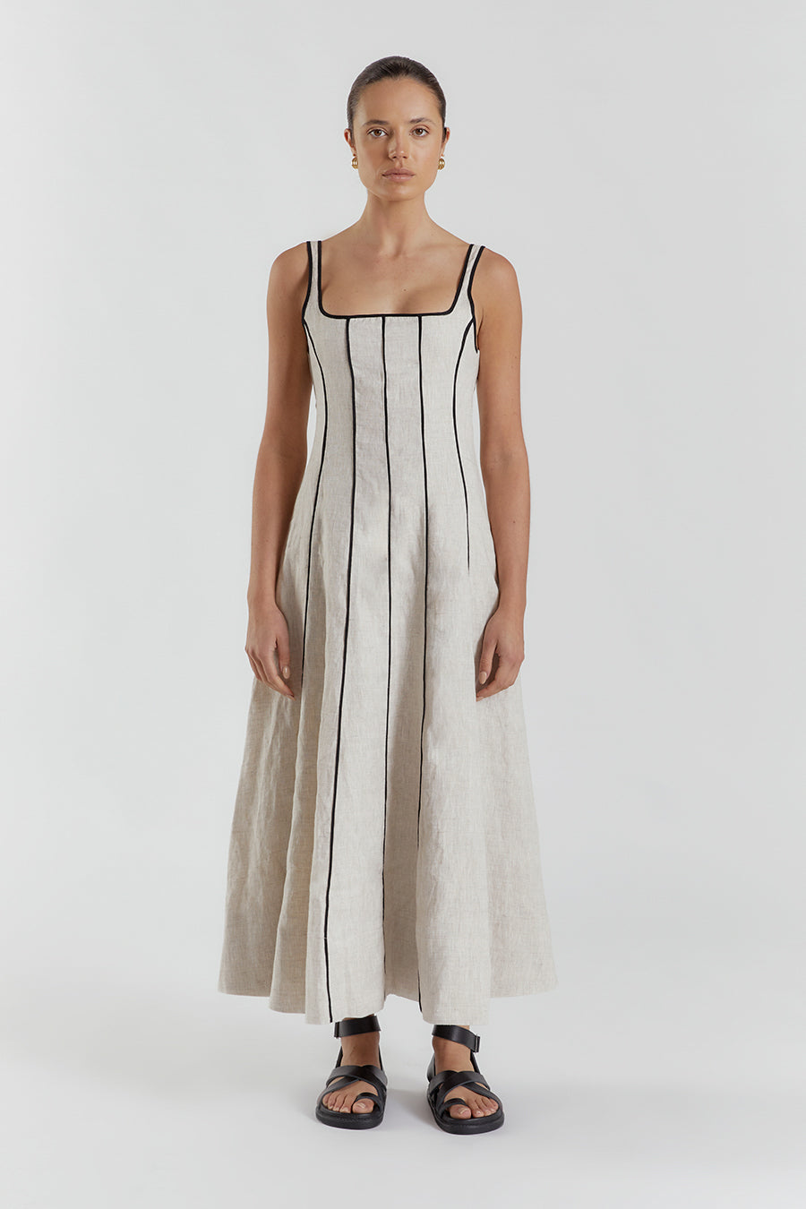 BECK NATURAL LINEN MIDI DRESS