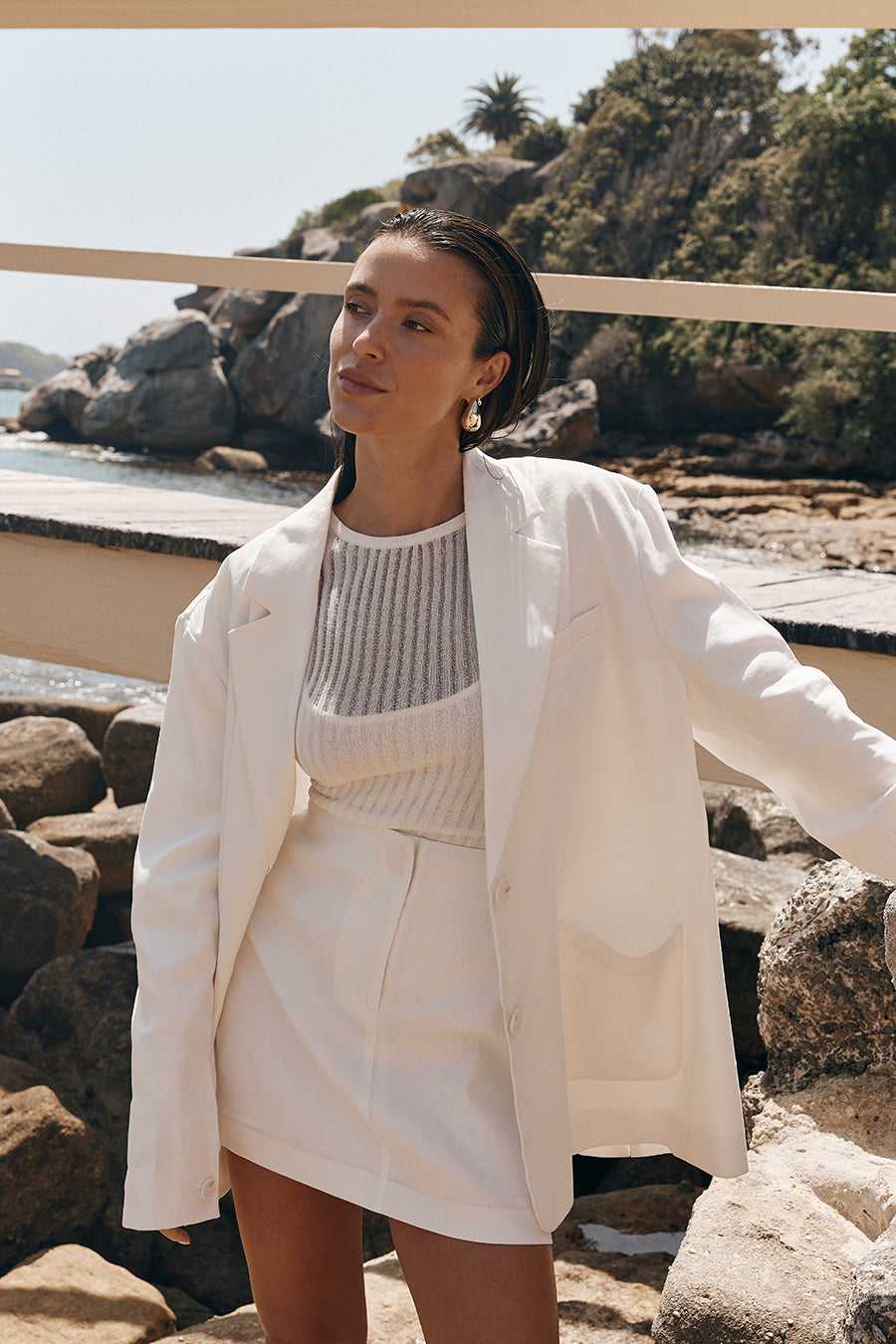 SLOAN WHITE LINEN BLEND WHITE BLAZER