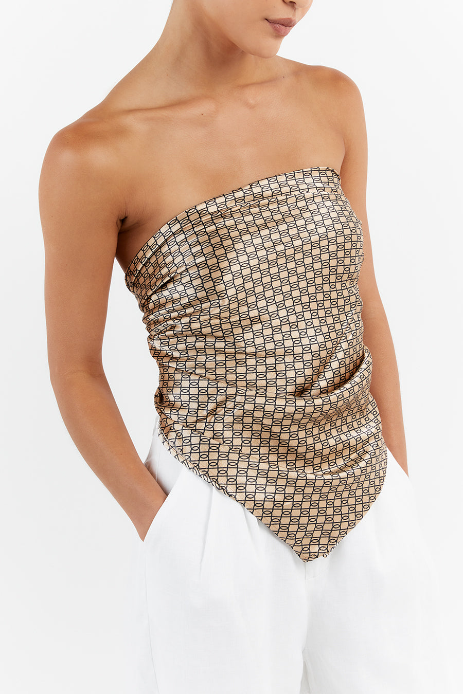 LOU SWIRL SATIN SCARF TOP