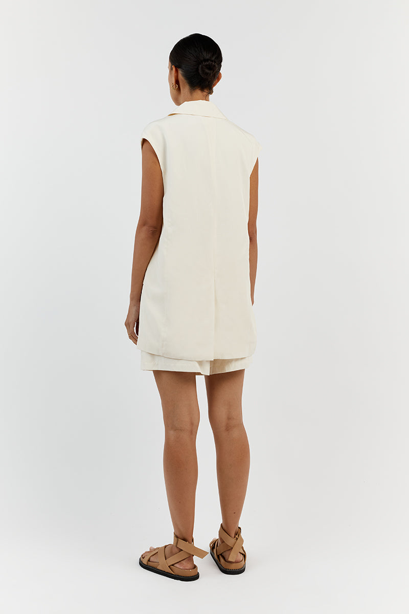 AMELIA OFF WHITE SLEEVELESS BLAZER
