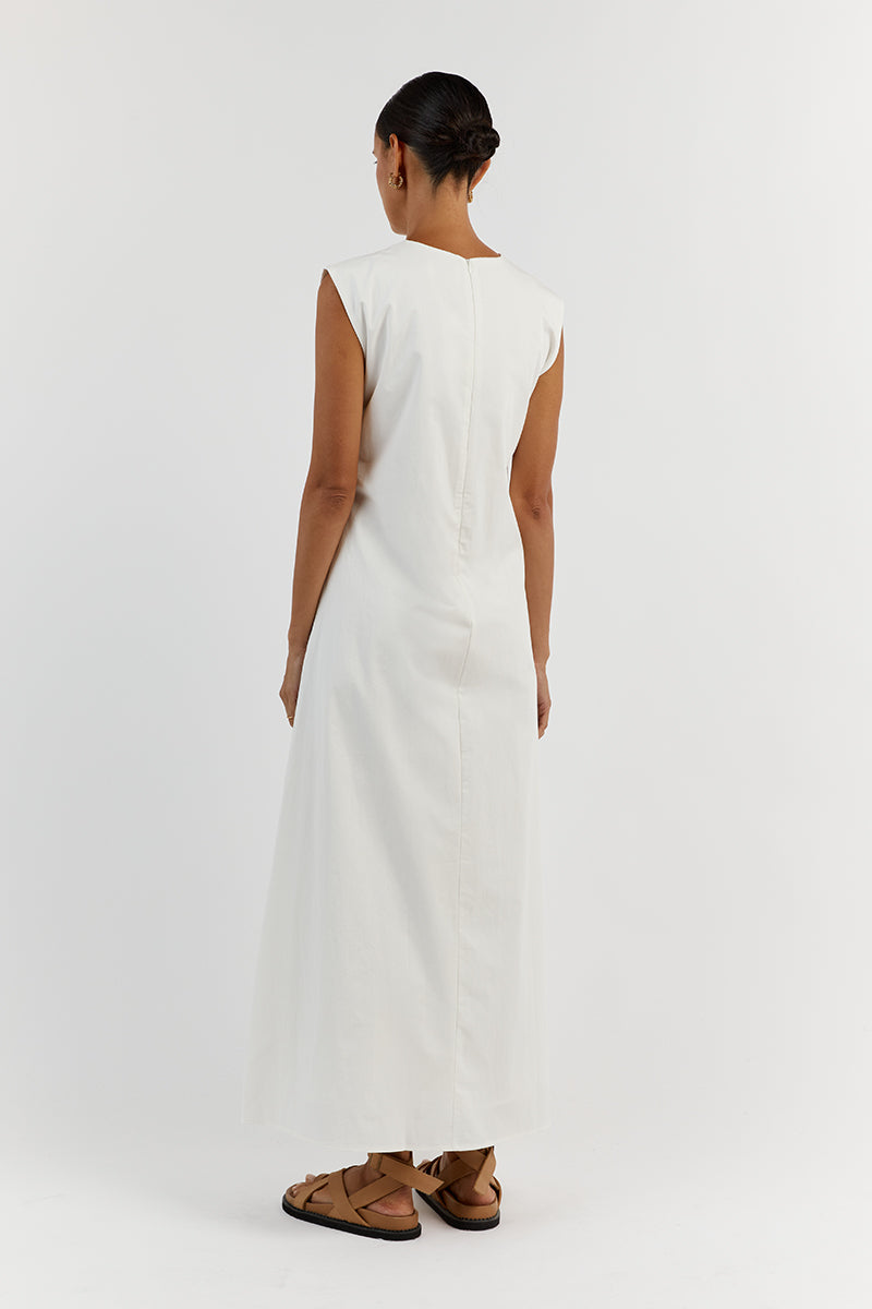MAGGIE WHITE COTTON MIDI DRESS
