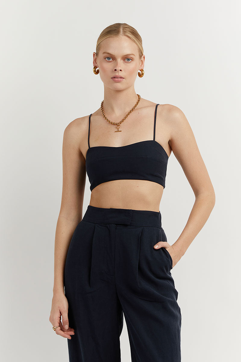 KARLA NAVY TENCEL BLEND CROP