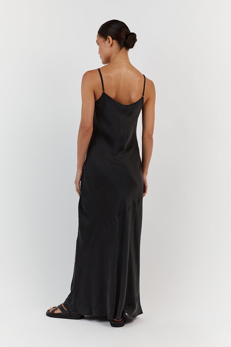 LAYLA BLACK SILK MAXI DRESS