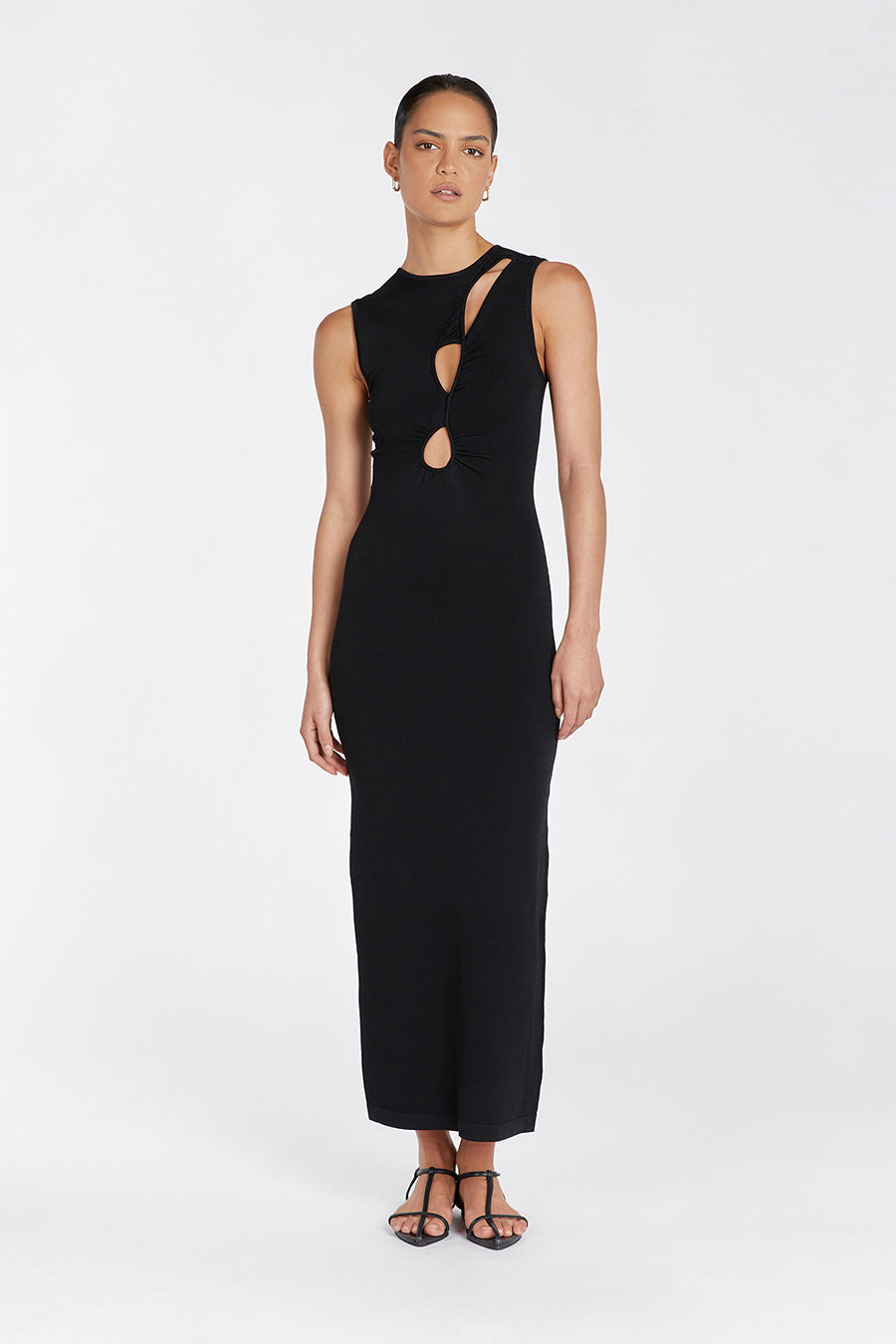 MONIQUE BLACK KNIT MIDI DRESS