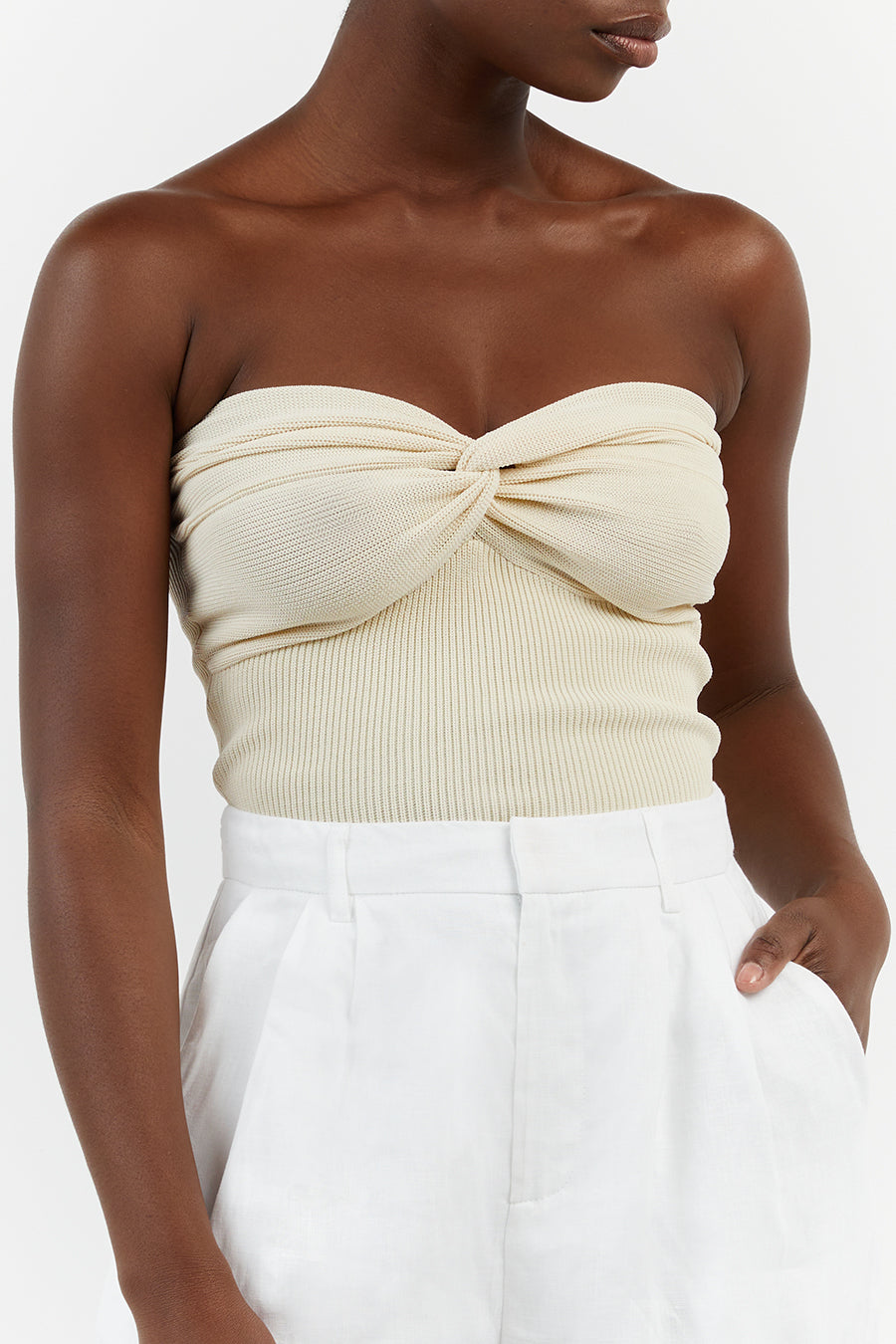 ANIKA TWISTED CREAM KNIT TOP