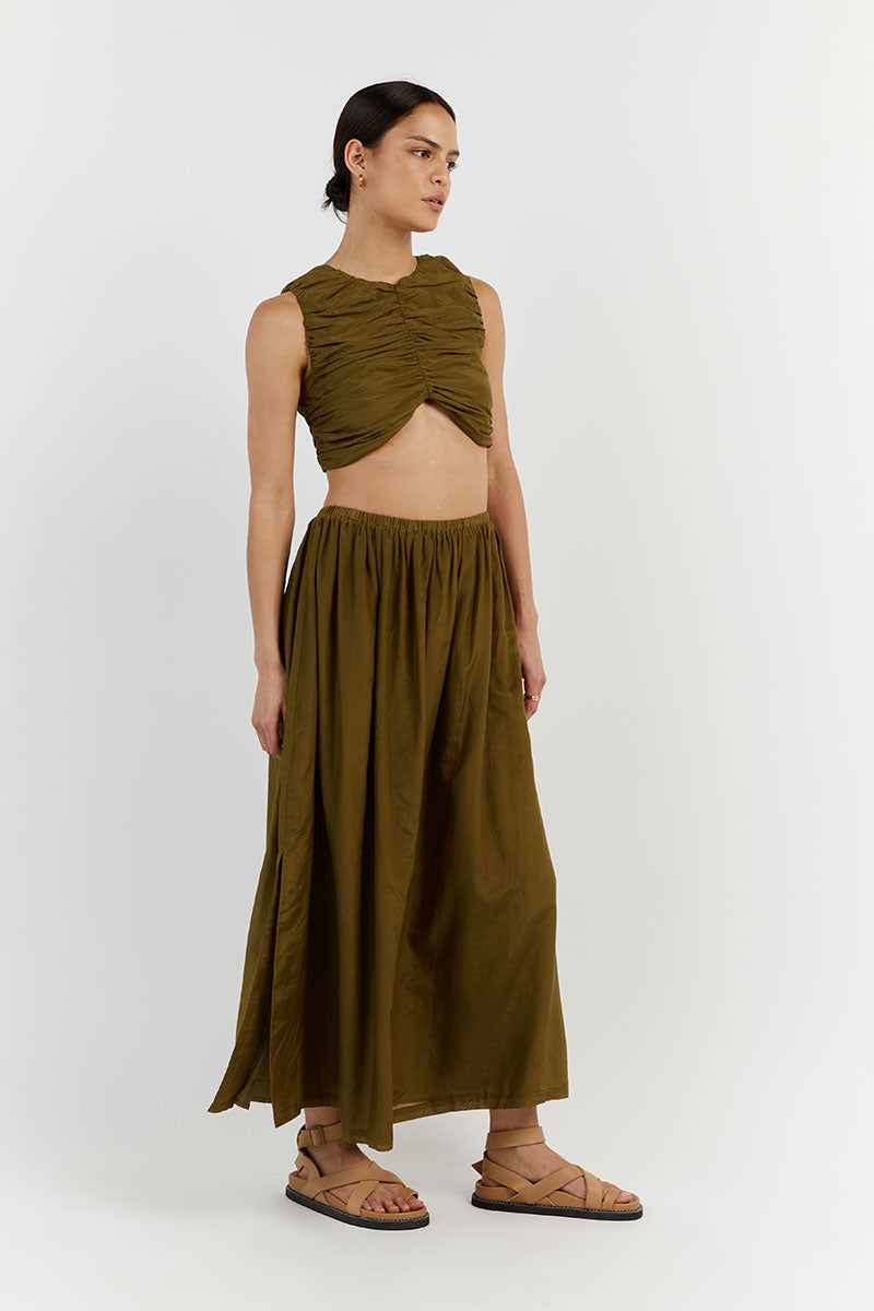FRANKIE OLIVE SLEEVELESS CROP TOP