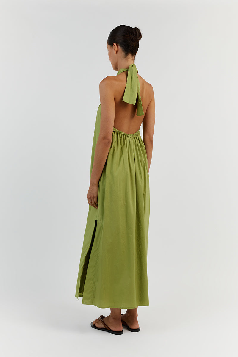 OLIVIA LIME COTTON MIDI DRESS