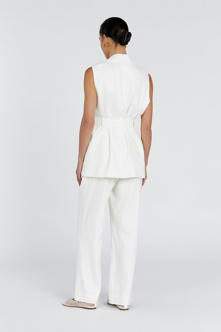 SLOAN WHITE LINEN BLEND PANT