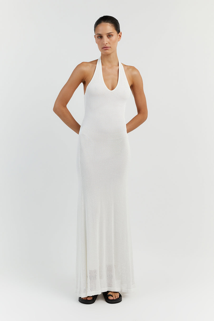 OPHELIA OFF WHITE CROCHET DRESS