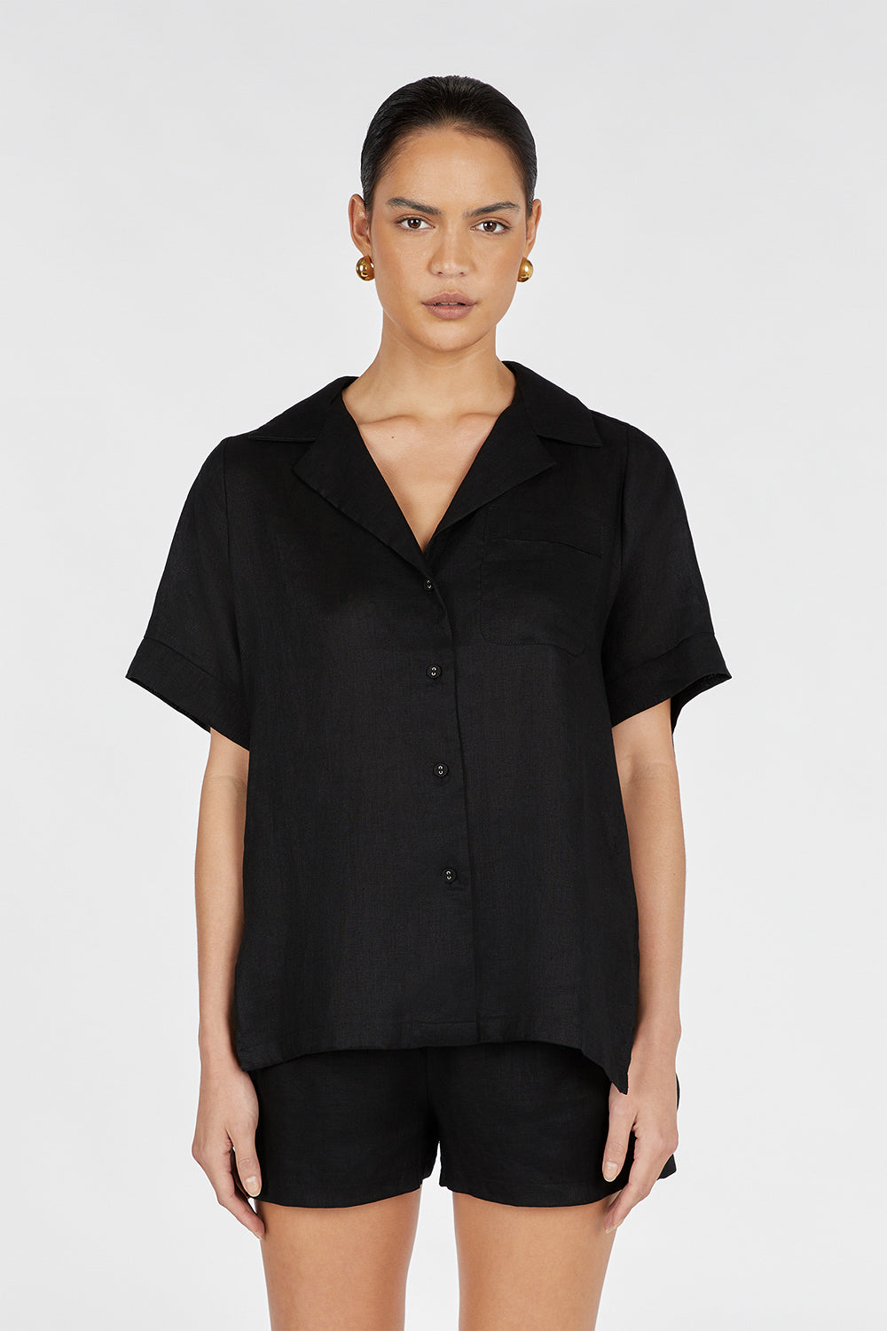 CAMPBELL BLACK LINEN SHIRT