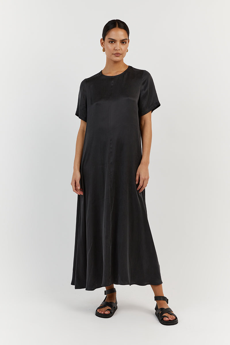 LAYLA BLACK SILK SLEEVE DRESS