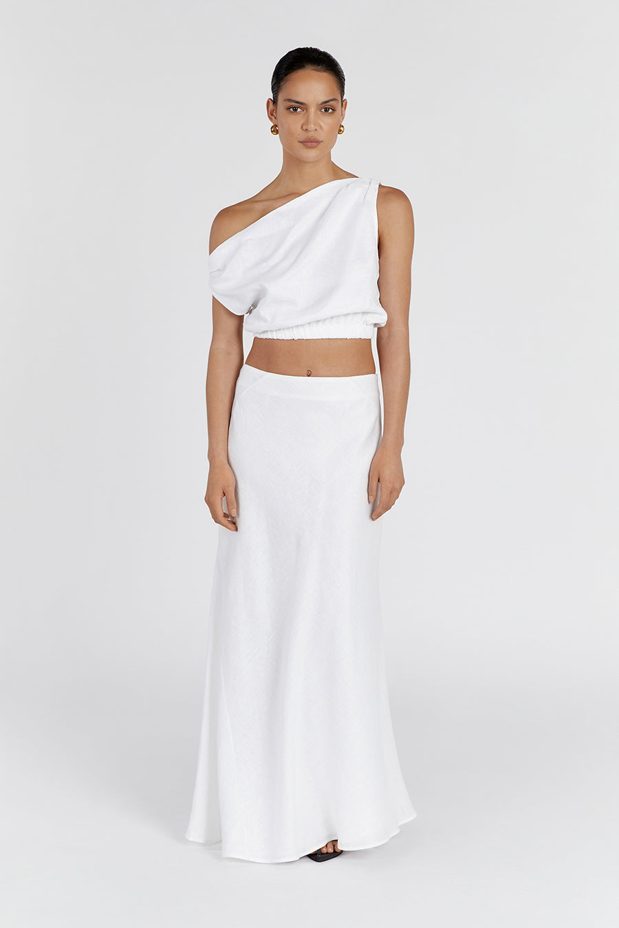 CASS WHITE LINEN CROP TOP