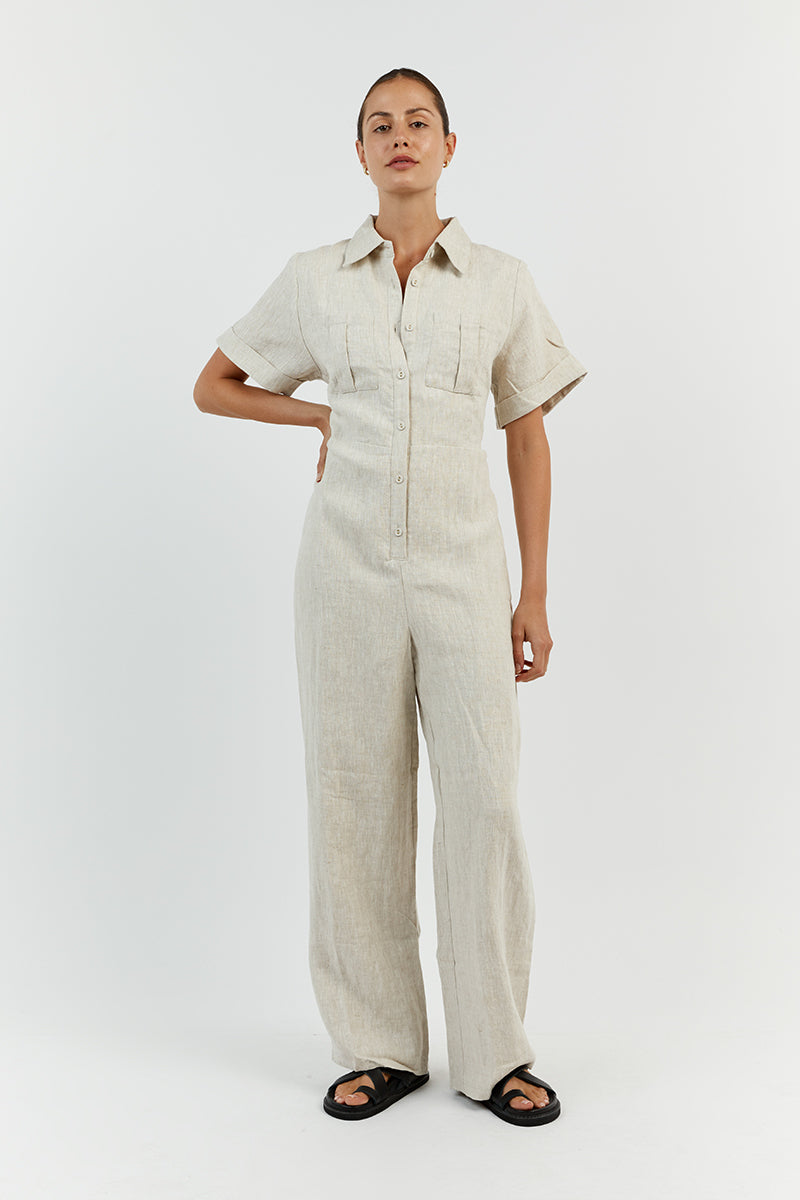 LILY NATURAL LINEN BOILER SUIT