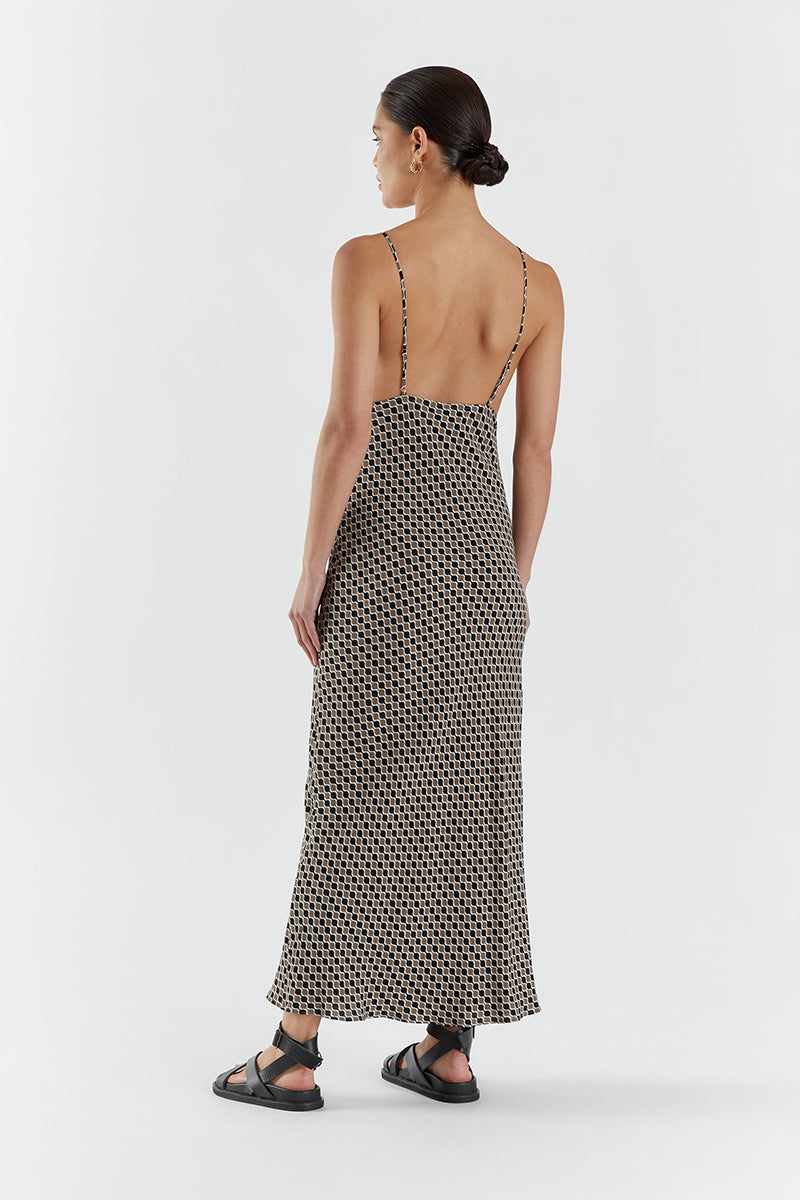 BROOKS GEO MIDI SLIP DRESS