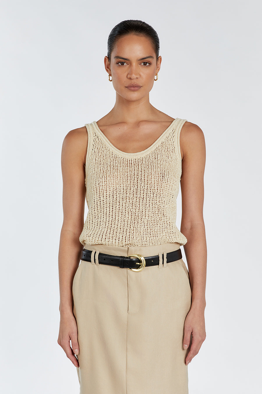 MARGOT WHEAT SCOOP KNIT TANK