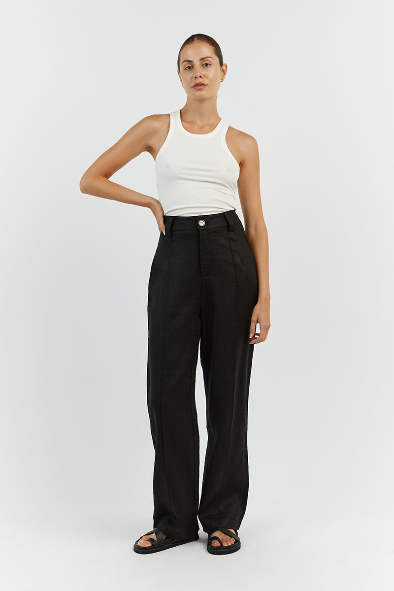 LOGAN BLACK LINEN PANT