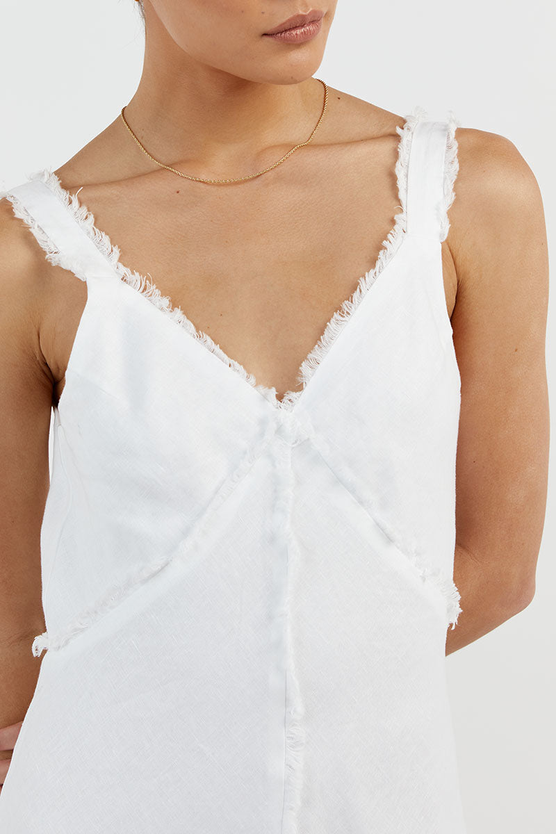 GEORGIE WHITE LINEN MIDI DRESS
