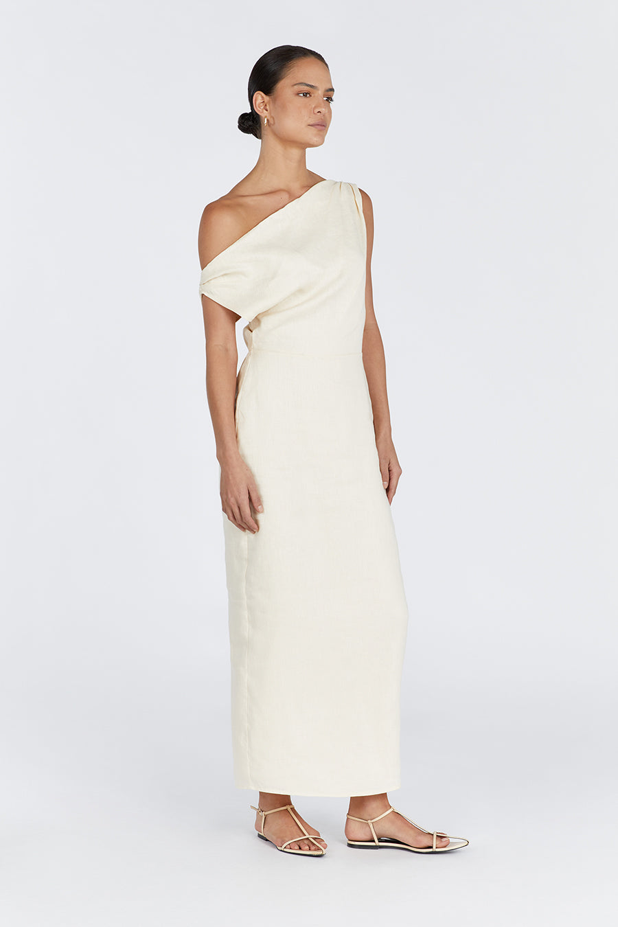 CASS BUTTERMILK LINEN MIDI DRESS